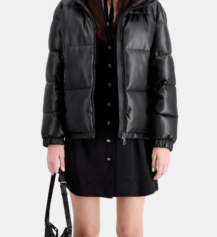 Faux Leather Puffer Jacket