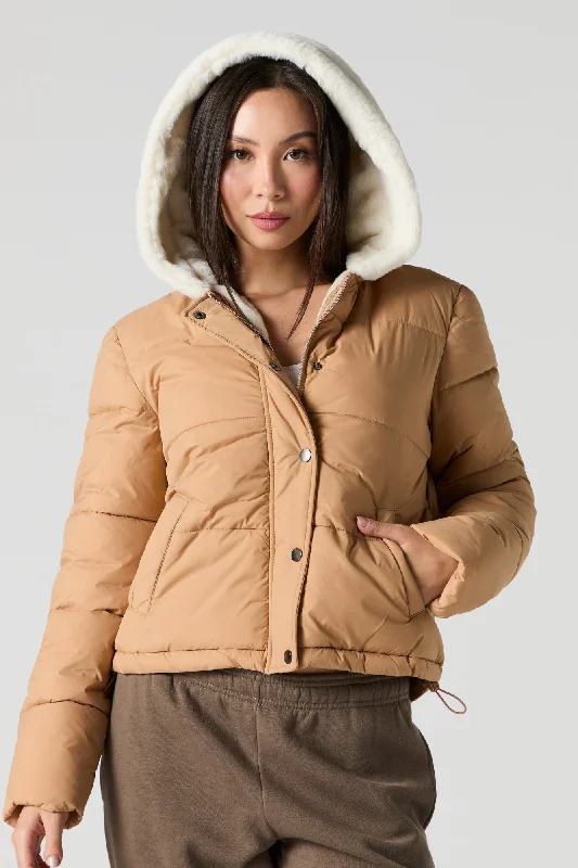 Faux Fur Hood Puffer Jacket