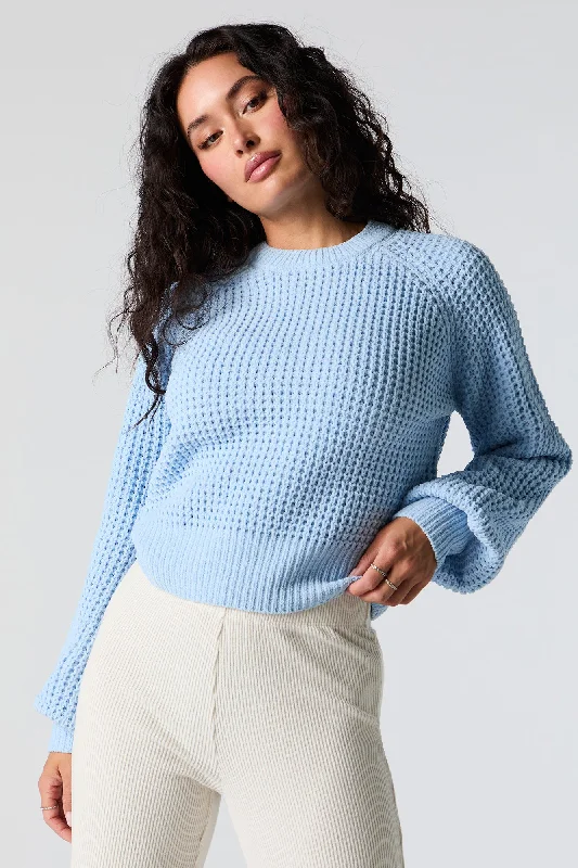 Waffle Knit Cropped Sweater