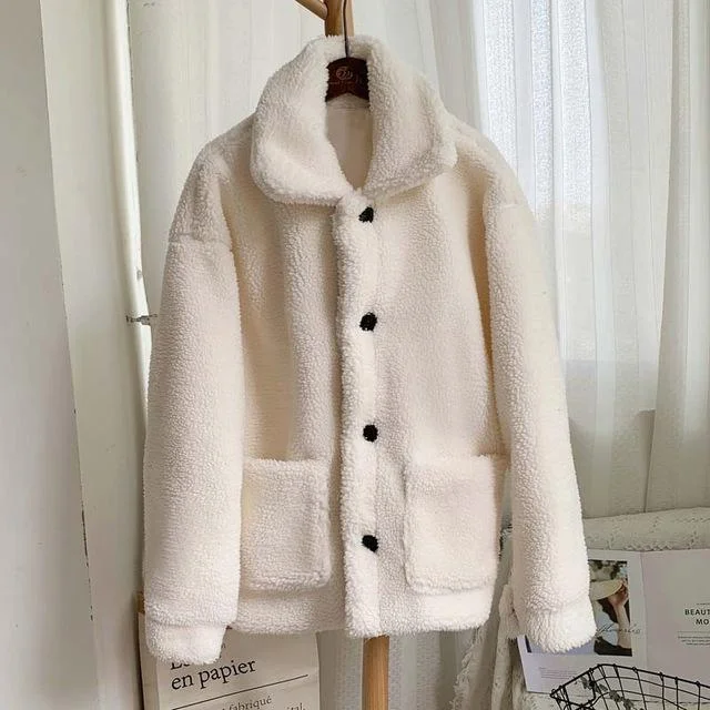 white fur coat