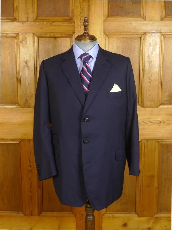 24/0933 immaculate 2015 kent haste lachter savile row bespoke navy blue worsted blazer w/ services buttons 48 regular to long