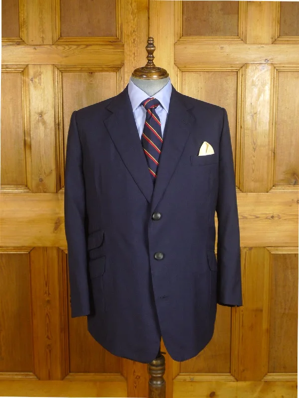 24/0935 kent haste lachter 2019 savile row bespoke navy blue worsted blazer w/ services buttons 48 regular to long