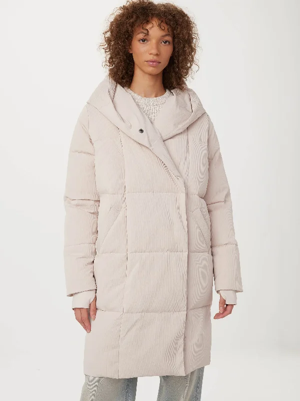 The Corduroy Hygge Puffer Coat in Grey Morn