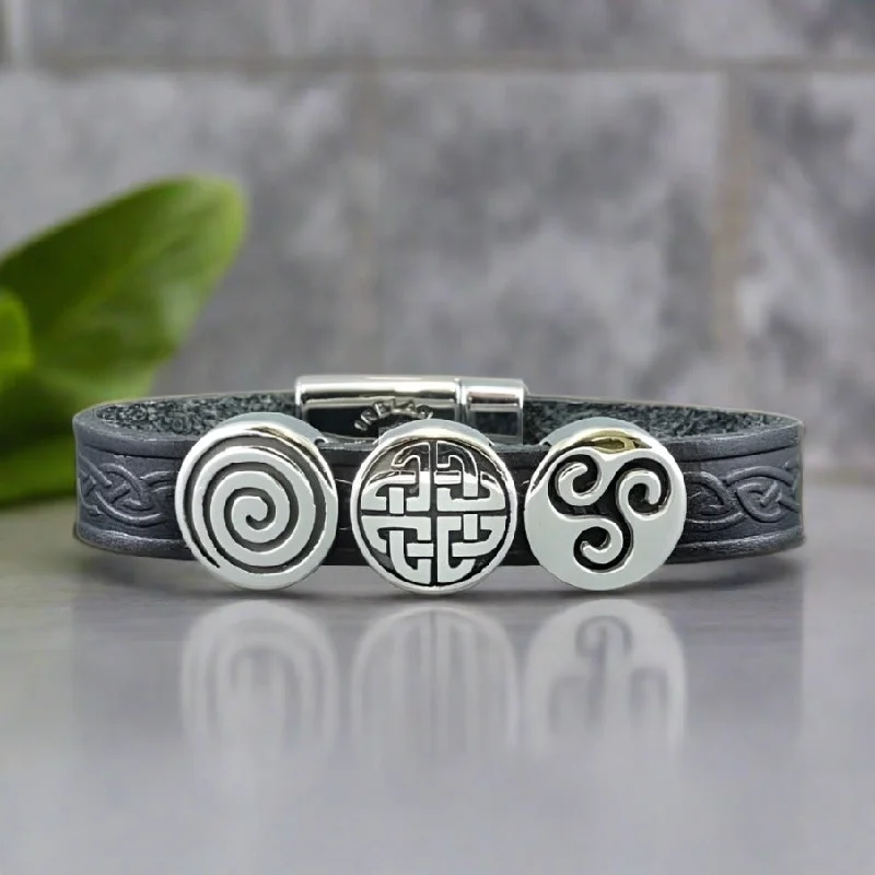 Celtic Leather Aoife Black Cuff Bracelet