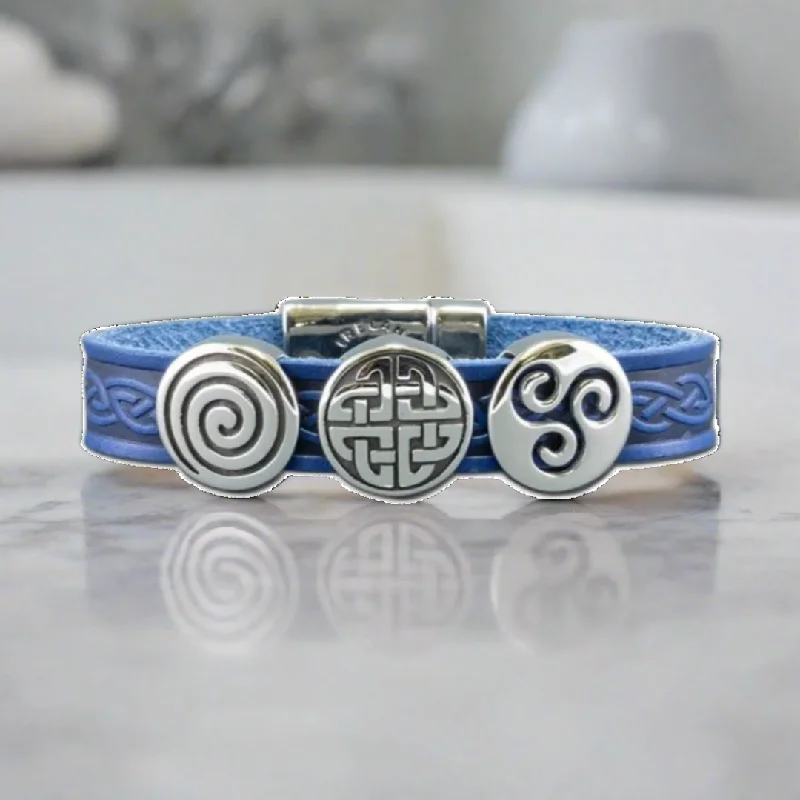 Celtic Leather Blue Aoife Cuff Bracelet