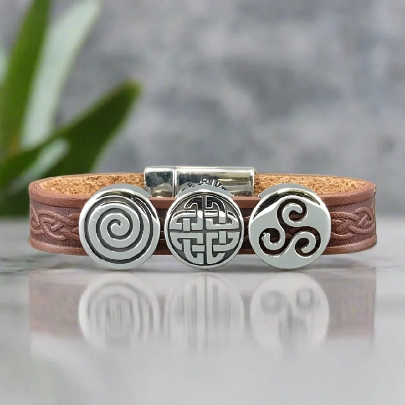 Celtic Leather Brown Aoife Cuff Bracelet