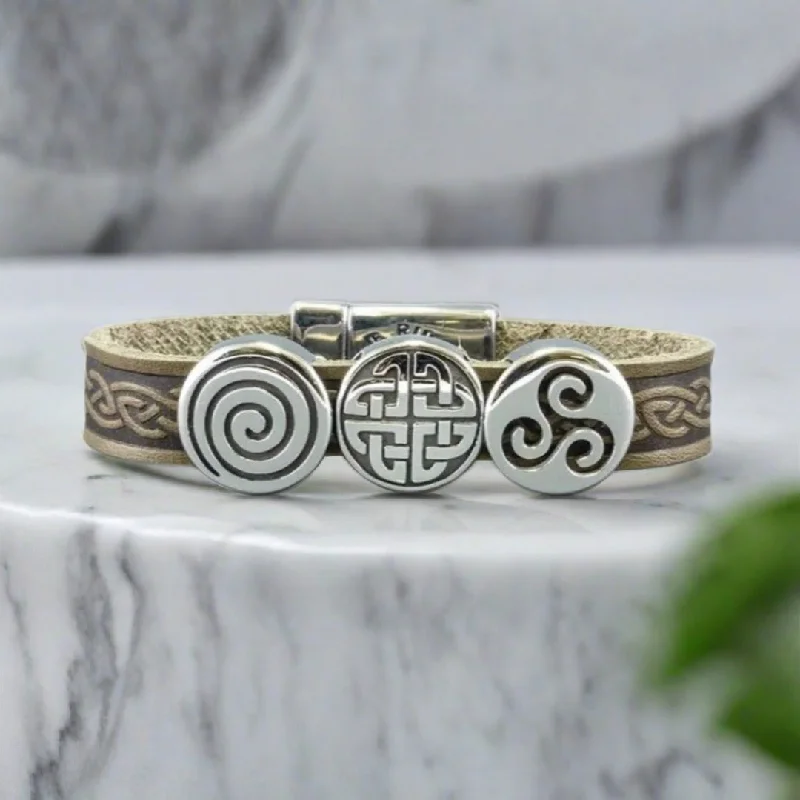 Celtic Leather Green Aoife Cuff Bracelet