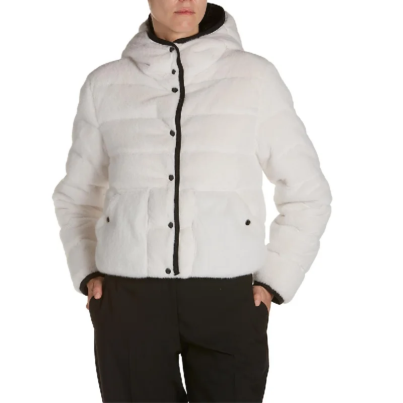 Malp Womens Faux Fur Logo Puffer Jacket