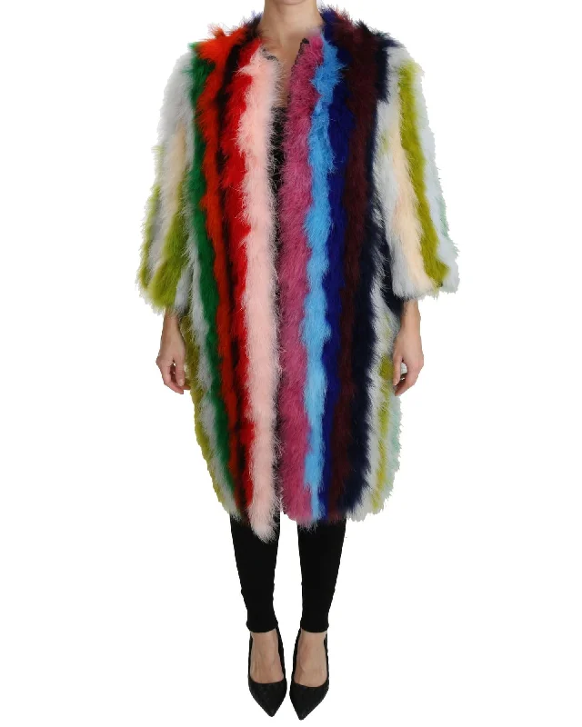 Dolce & Gabbana Gorgeous  Feather Cape Fur Coat