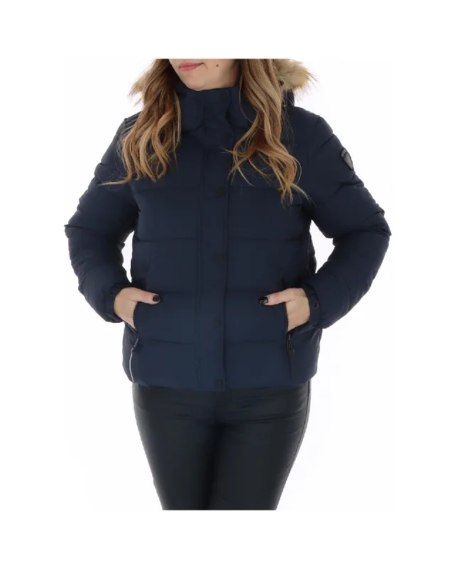 Superdry  Womens Classic Parka Puffer Jacket with Detachable Faux Fur Hood  Navy