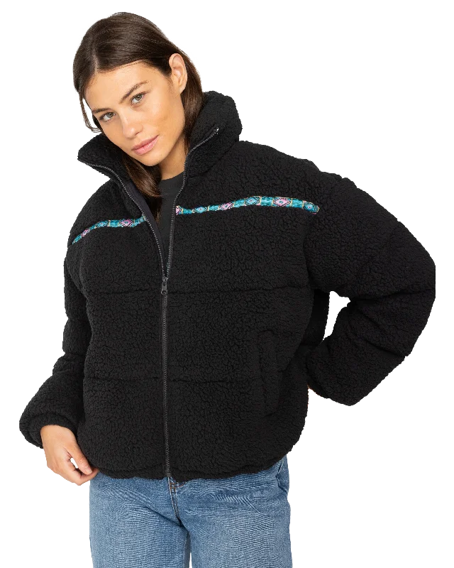 Sherpa Puffer Jacket in Black Sands