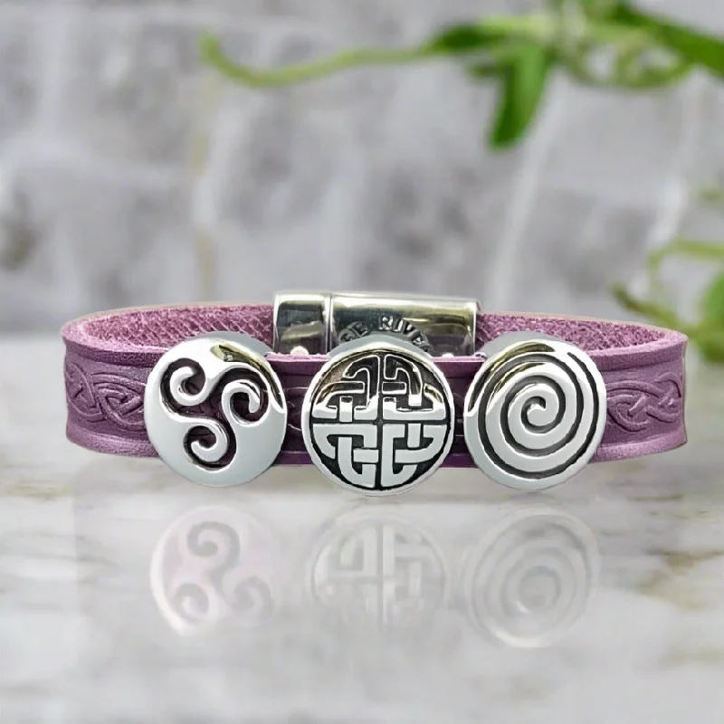 Celtic Leather Purple Aoife Cuff Bracelet