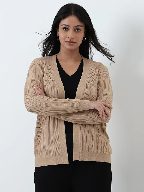 Gia Beige Ribbed Shrug