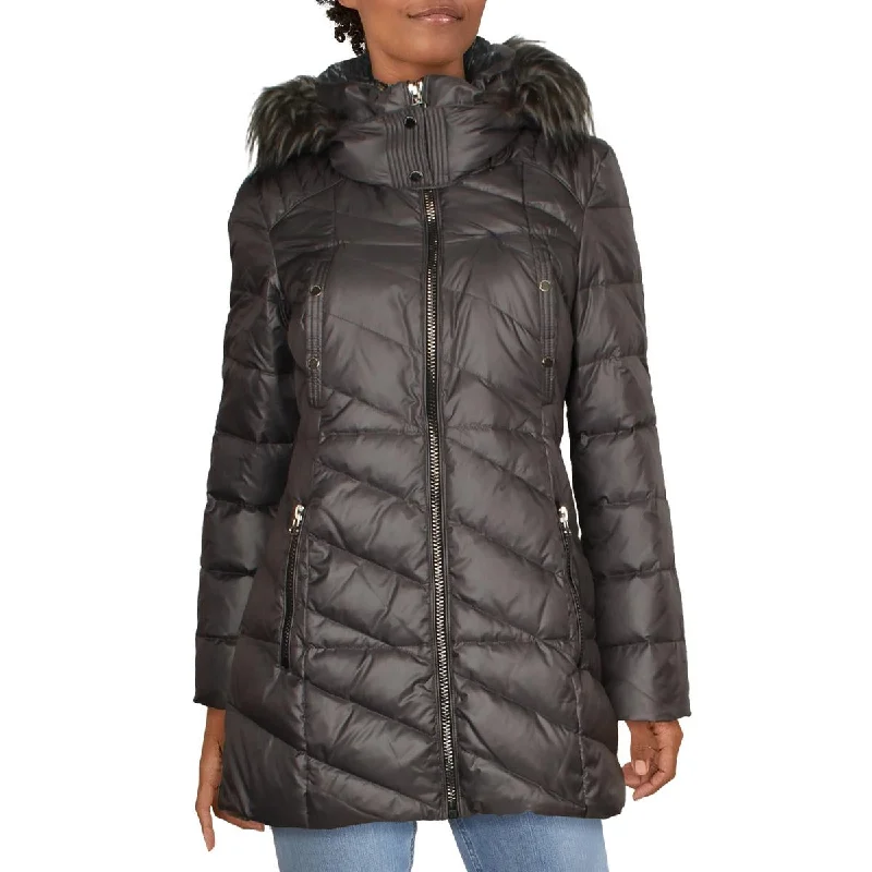 Marc New York by Andrew Marc Womens Chelsea Faux Fur Trim Winter Puffer Coat