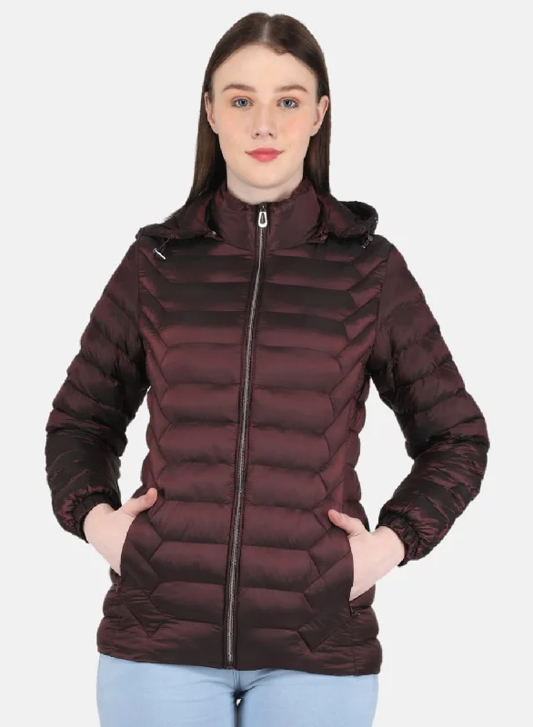 Women Maroon Puffer Jacket