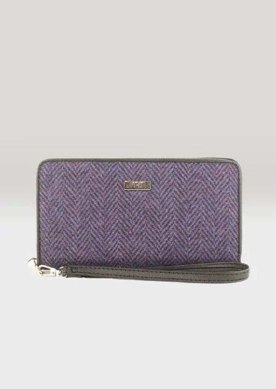 Mucros Tweed Wallet | Purple Herringbone