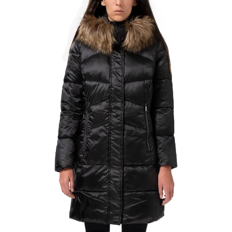 Sam Edelman Womens Faux Fur Hooded Parka Coat