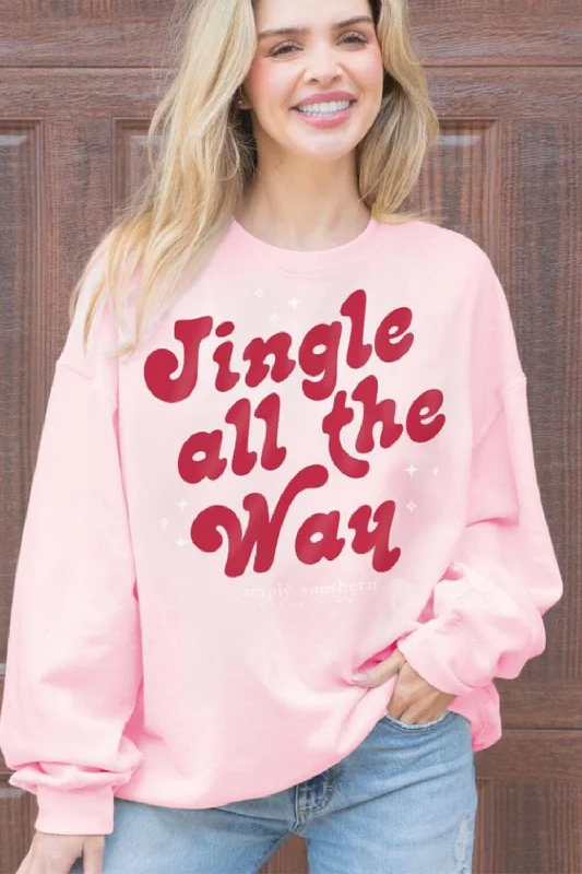 Simply Southern Jingle Sweatshirt for Women in Tutu Pink | CREW-JINGLE-TUTU