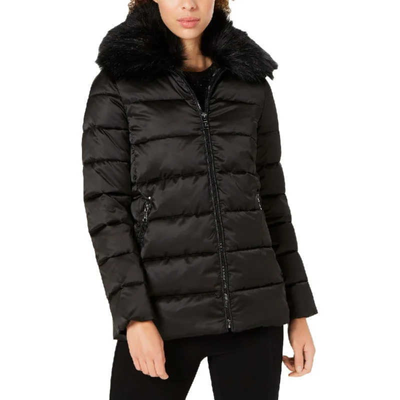 Tahari Gemma Women's Quilted Winter Puffer Coat with Removable Faux Fur Trim