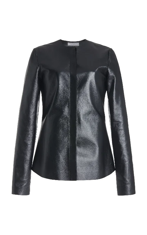 Thales Jacket in Black Metallic Nappa Leather