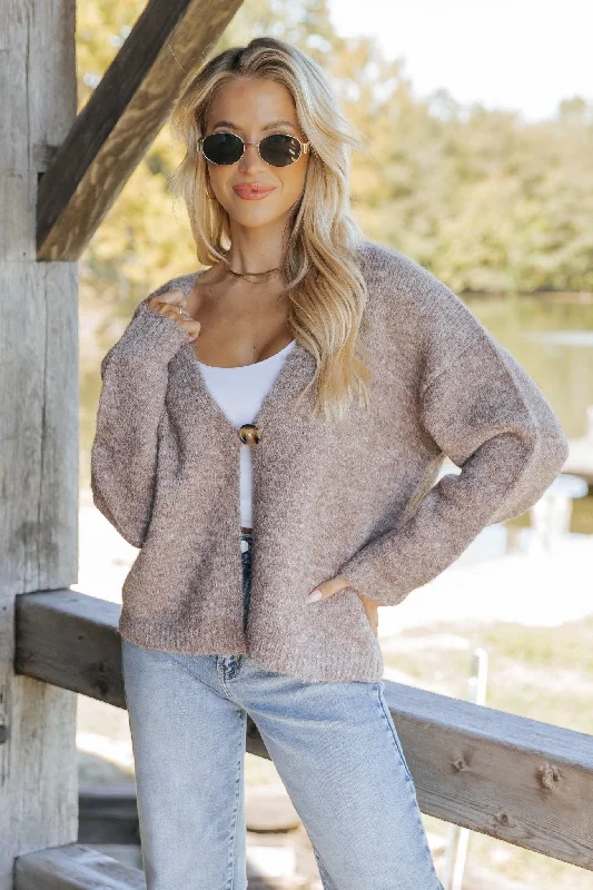 Ultra Brushed Sweater Cardigan - Light Mauve