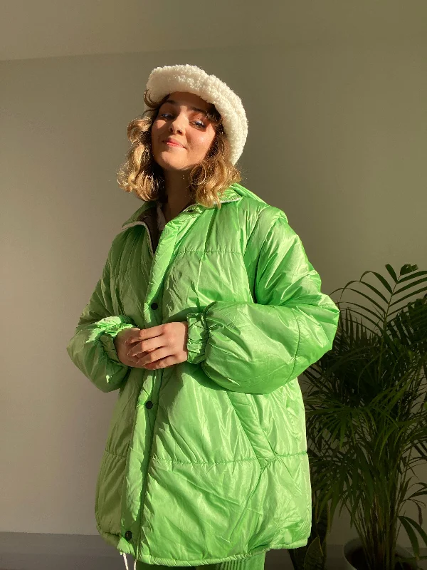 Vintage Lime Green Puffer Jacket (M)