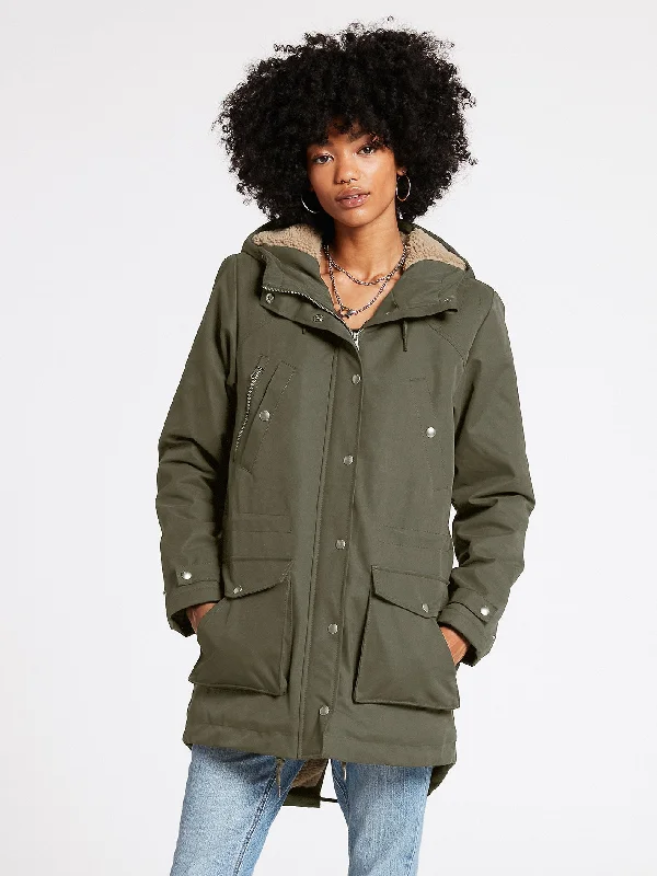 Walk On By 5K Parka - ARMY GREEN COMBO