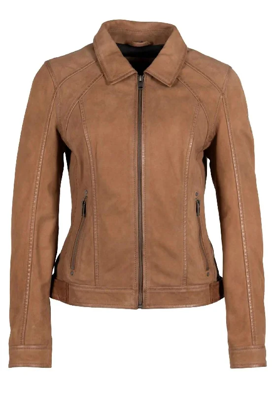 Women Sunny Leather Jacket In Cognac