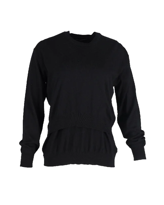 Alexander Wang Crew Neck  Sweatshirt with Overlap Back in Black Cotton