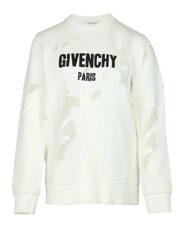 Givenchy Distressed Sweatshirt in White Cotton