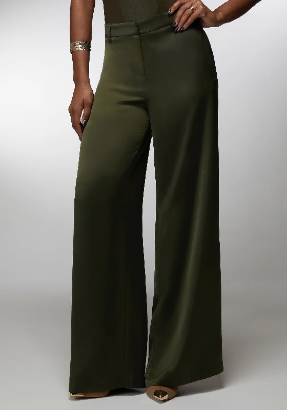 High Waist Satin Ultra Wide Leg Pant