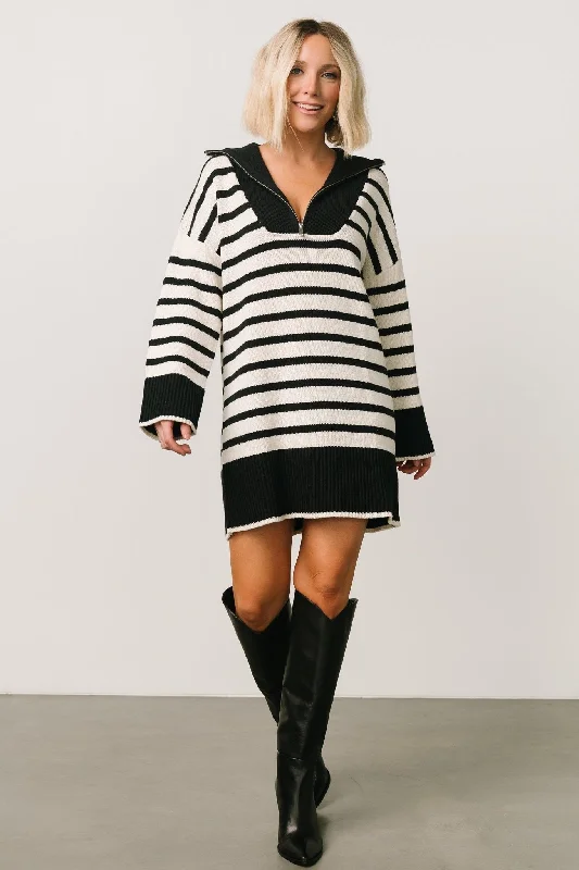 Manon Sweater Dress | Black Stripe