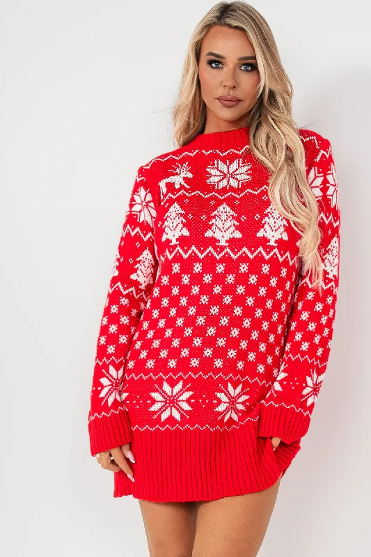 Noelle Red Festive Knit Dress