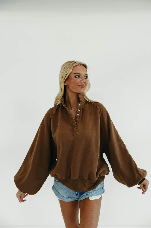 Piper Snap Sweatshirt - Brown