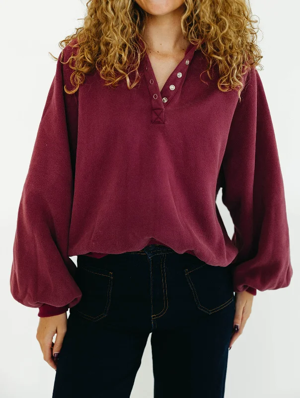 Piper Snap Sweatshirt - Burgundy