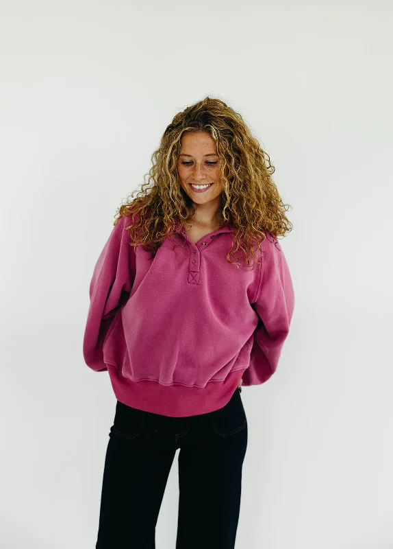 Piper Snap Sweatshirt - Fuchsia