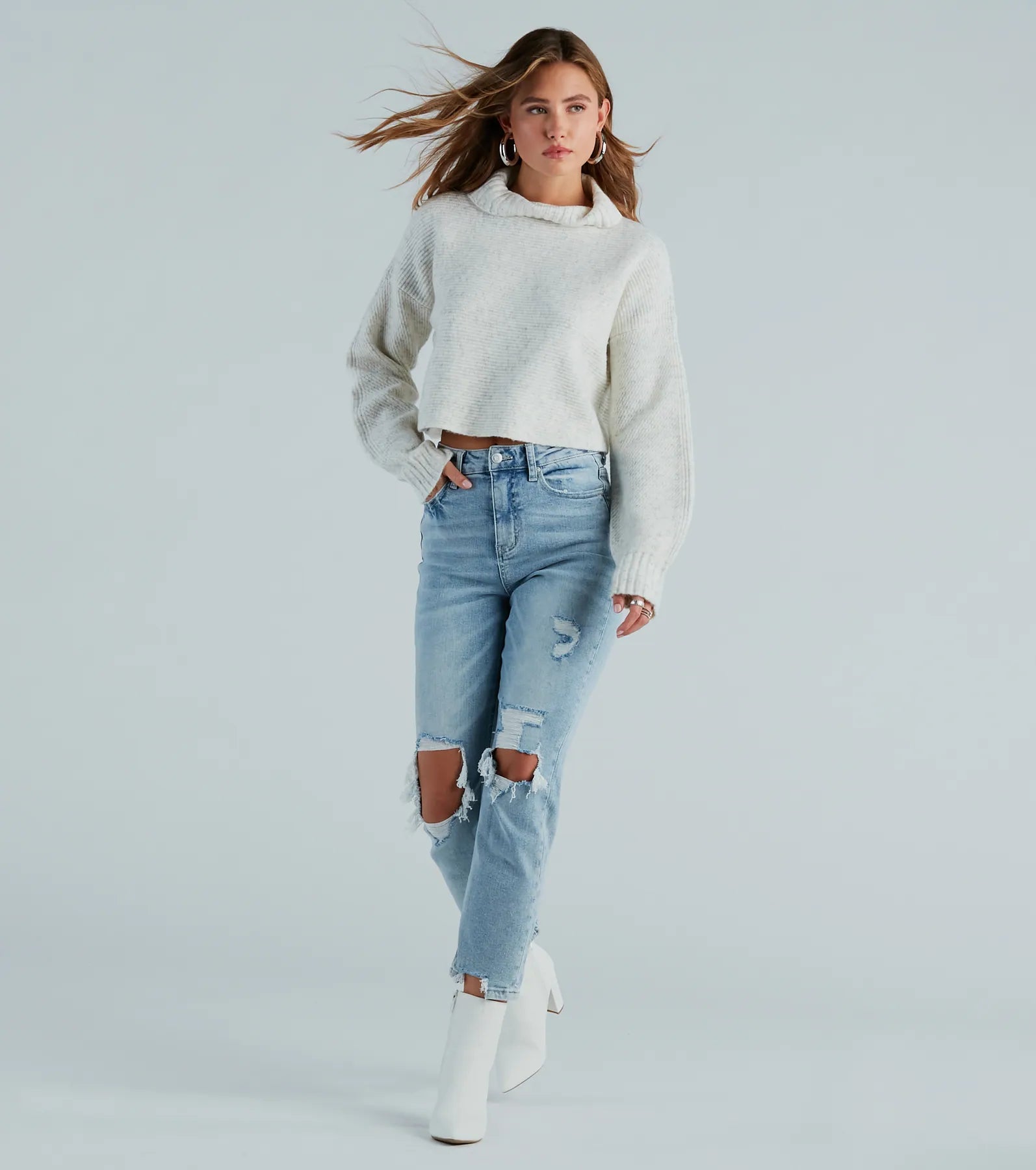 Second Look Turtleneck Open Back Sweater