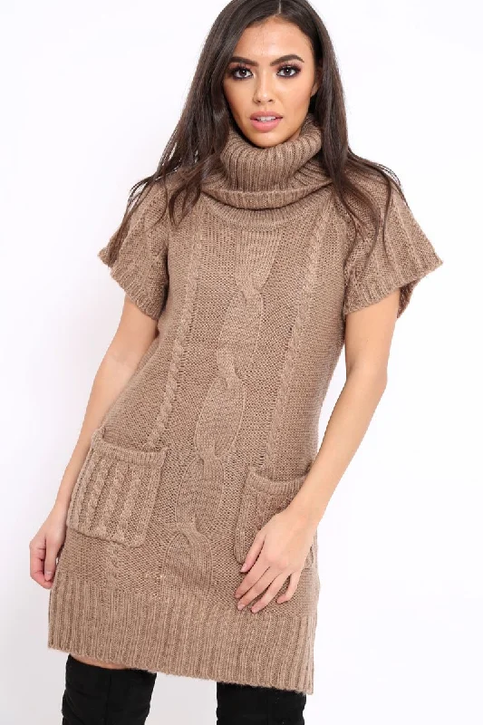 Stone Roll Neck Jumper Dress - Catrina