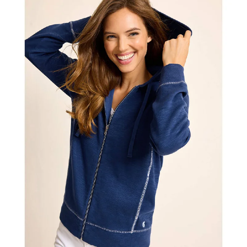 Tommy Bahama Women's Tobago Bay Full Zip Hoodie Sweatshirt - Island Navy