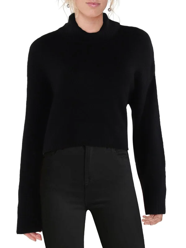 Ursa Womens Ribbed Trim Crop Turtleneck Sweater