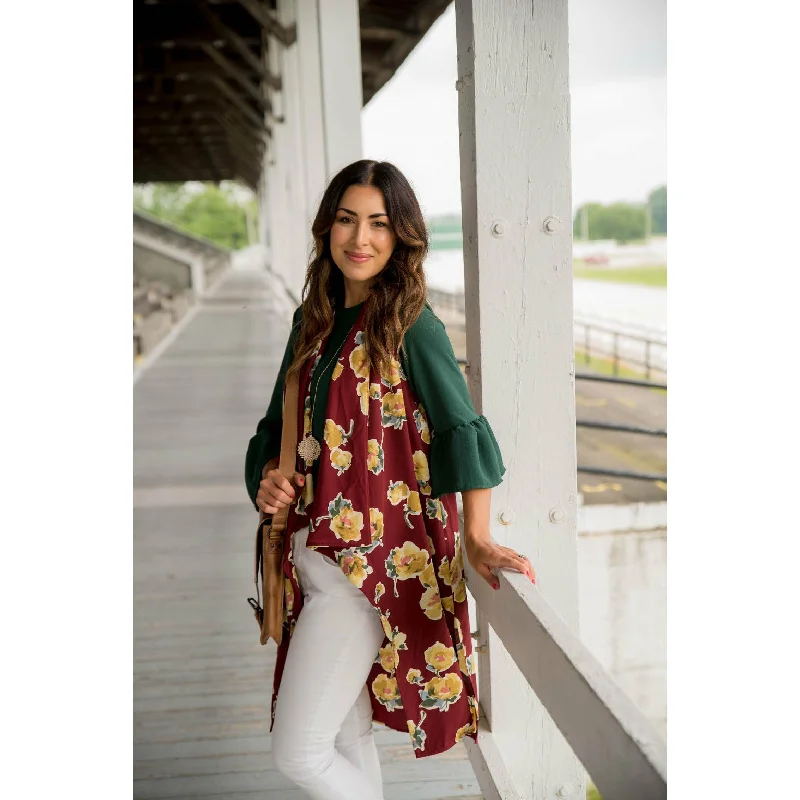 Watercolor Floral Kimono Vest