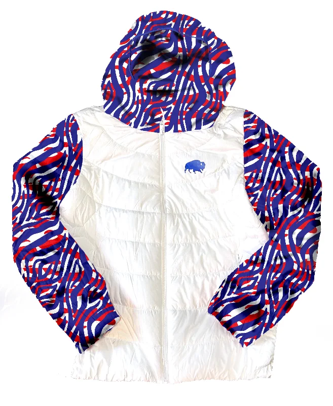 Mafia Stripes - Ladies White Puffer Jacket