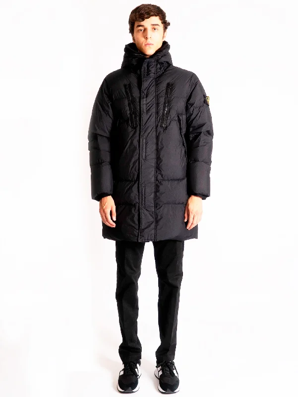 Parka Imbottito in Reps di Nylon Nero